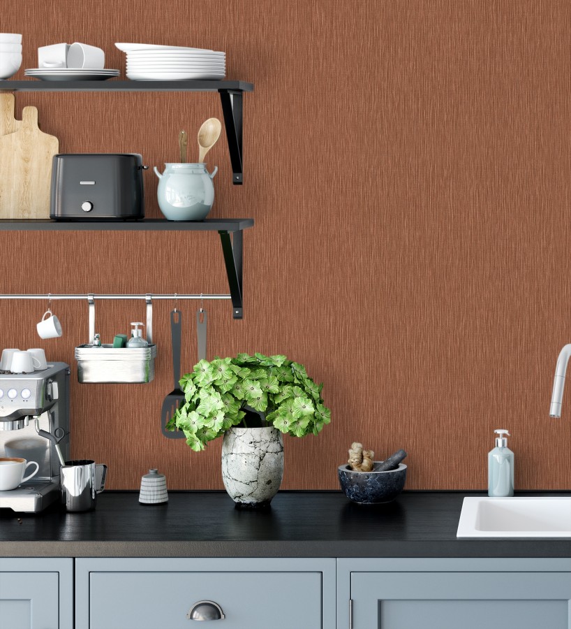 Papel pintado efecto metalizado cobre cepillado en relieve  Essen Brushed 685167