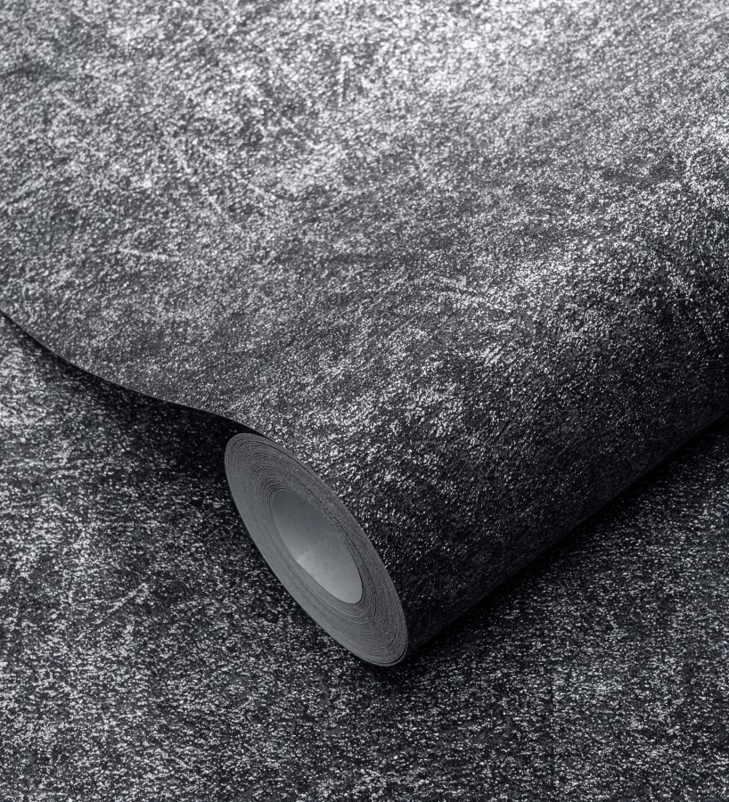 Papel pintado pizarra metalizada relieve diseño mineral  Etna Obsidian 685168