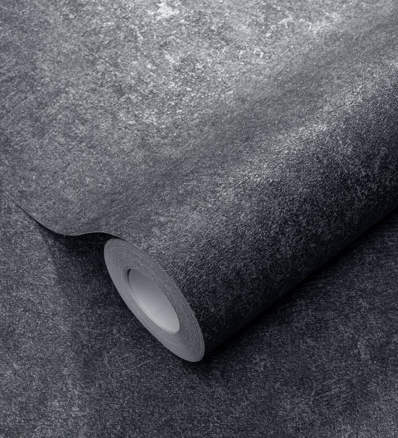 Papel pintado pizarra metalizada relieve diseño mineral  Etna Obsidian 685169