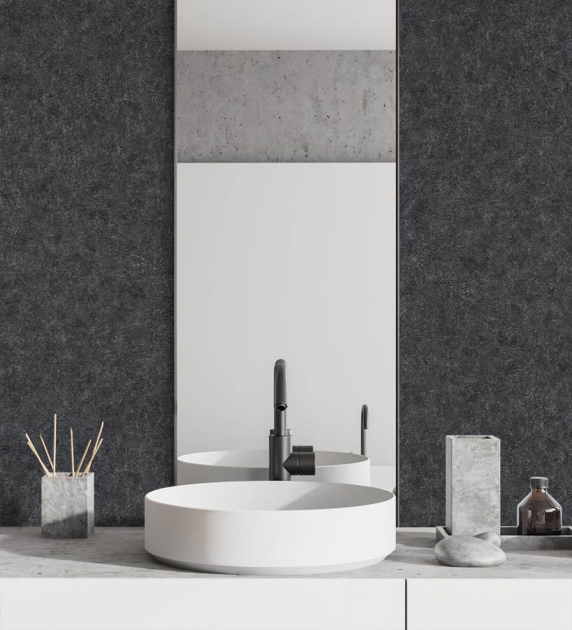 Papel pintado pizarra metalizada relieve diseño mineral  Etna Obsidian 685169