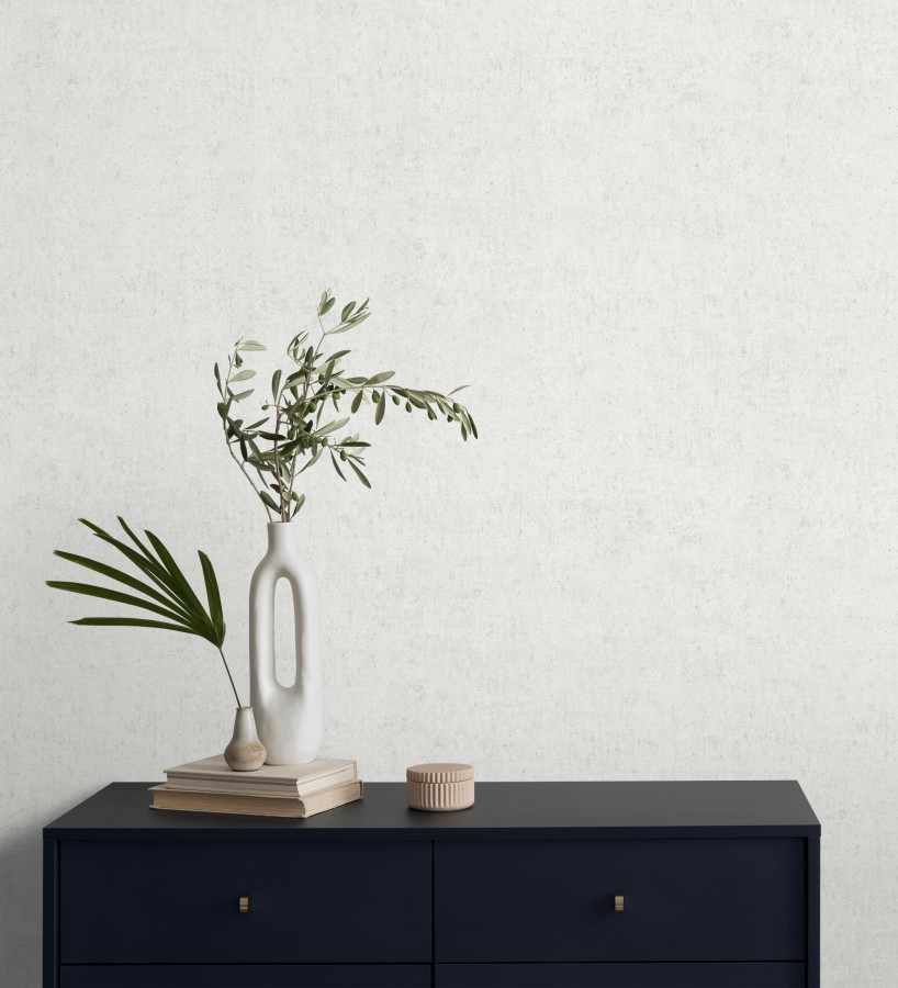 Papel pintado de pared con textura de arcilla natural en tonos grises y blancos  Aspen Mirage 685171