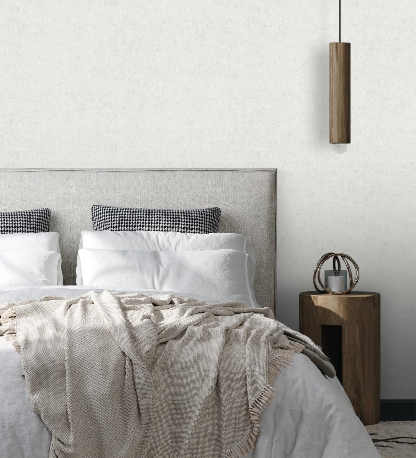 Papel pintado de pared con textura de arcilla natural en tonos grises y blancos  Aspen Mirage 685171