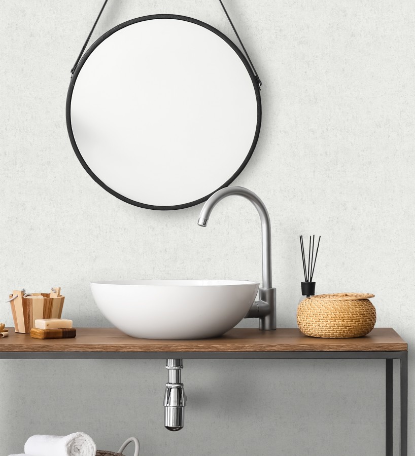 Papel pintado de pared con textura de arcilla natural en tonos grises y blancos  Aspen Mirage 685171