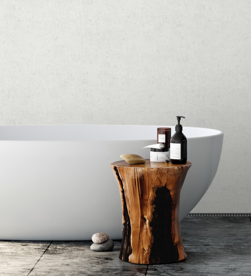 Papel pintado de pared con textura de arcilla natural en tonos grises y blancos  Aspen Mirage 685171