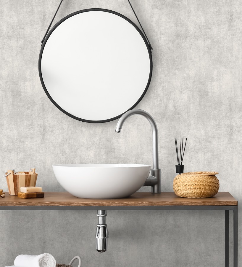 Papel pintado cemento industrial gris perla mate minimalista  Lecce Stone 685172