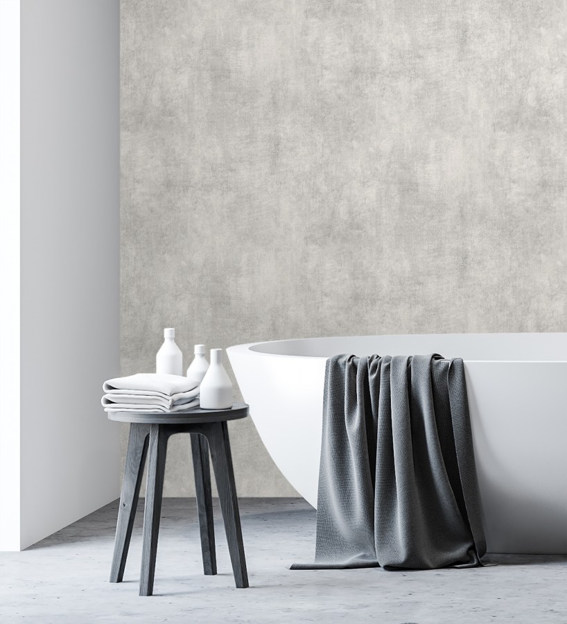 Papel pintado cemento industrial gris perla mate minimalista  Lecce Stone 685172