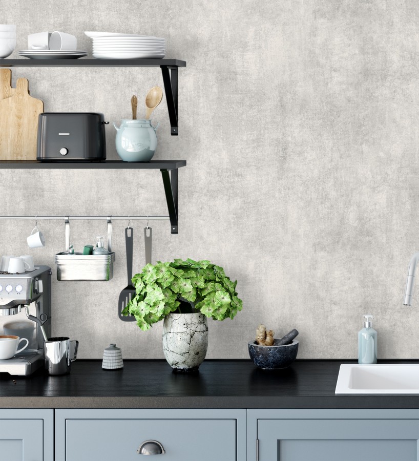 Papel pintado cemento industrial gris perla mate minimalista  Lecce Stone 685172