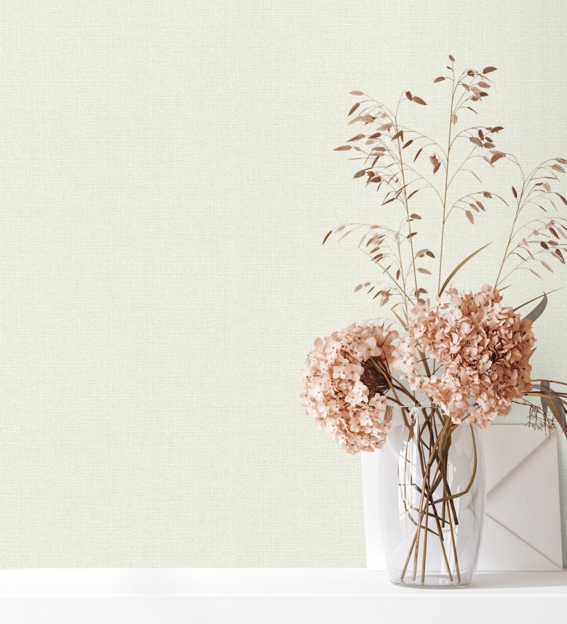 Papel pintado lino blanco roto efecto tejido natural en relieve  Flanders Linen 685173