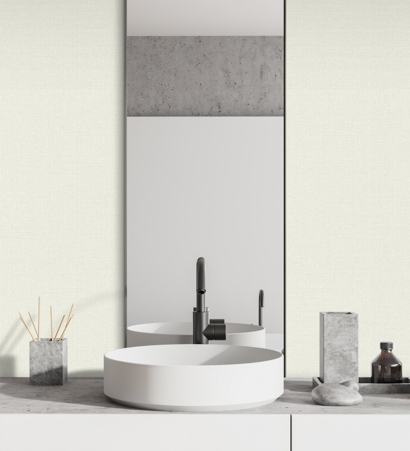 Papel pintado lino blanco roto efecto tejido natural en relieve  Flanders Linen 685173