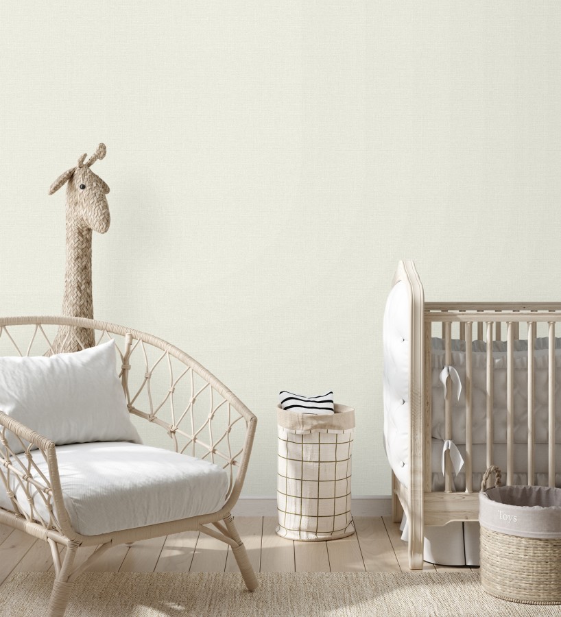 Papel pintado lino blanco roto efecto tejido natural en relieve  Flanders Linen 685173