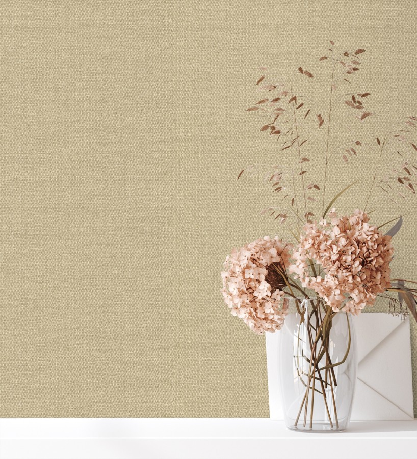 Papel pintado lino beige tostado efecto tejido natural en relieve  Flanders Linen 685174
