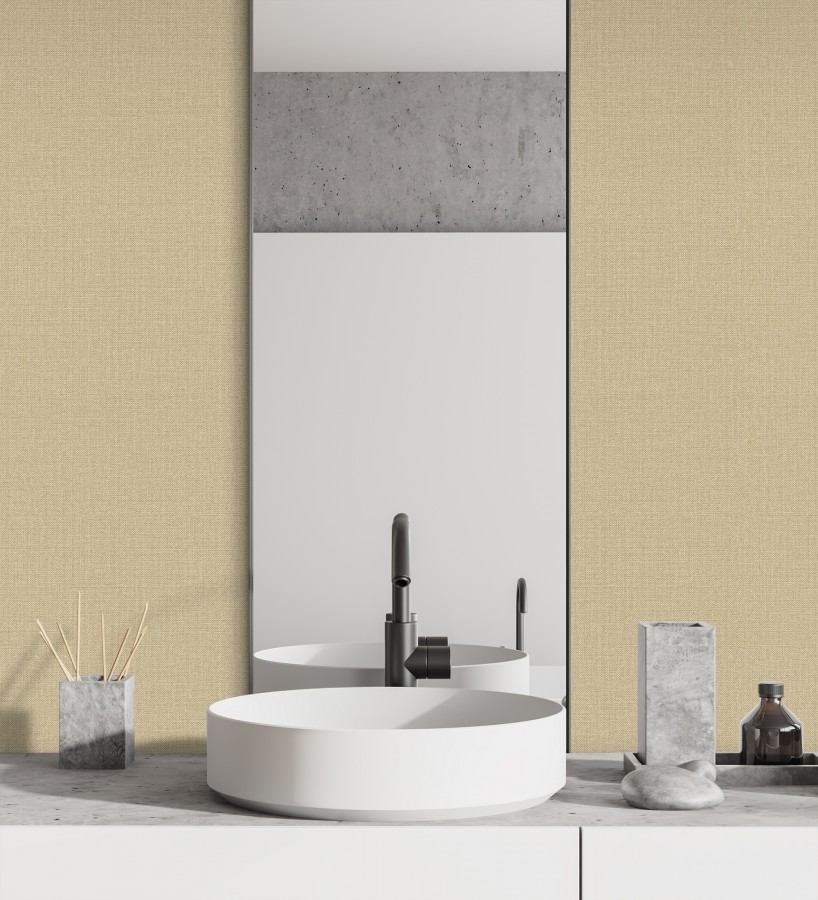 Papel pintado lino beige tostado efecto tejido natural en relieve  Flanders Linen 685174