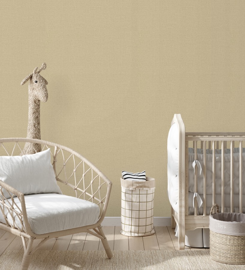 Papel pintado lino beige tostado efecto tejido natural en relieve  Flanders Linen 685174