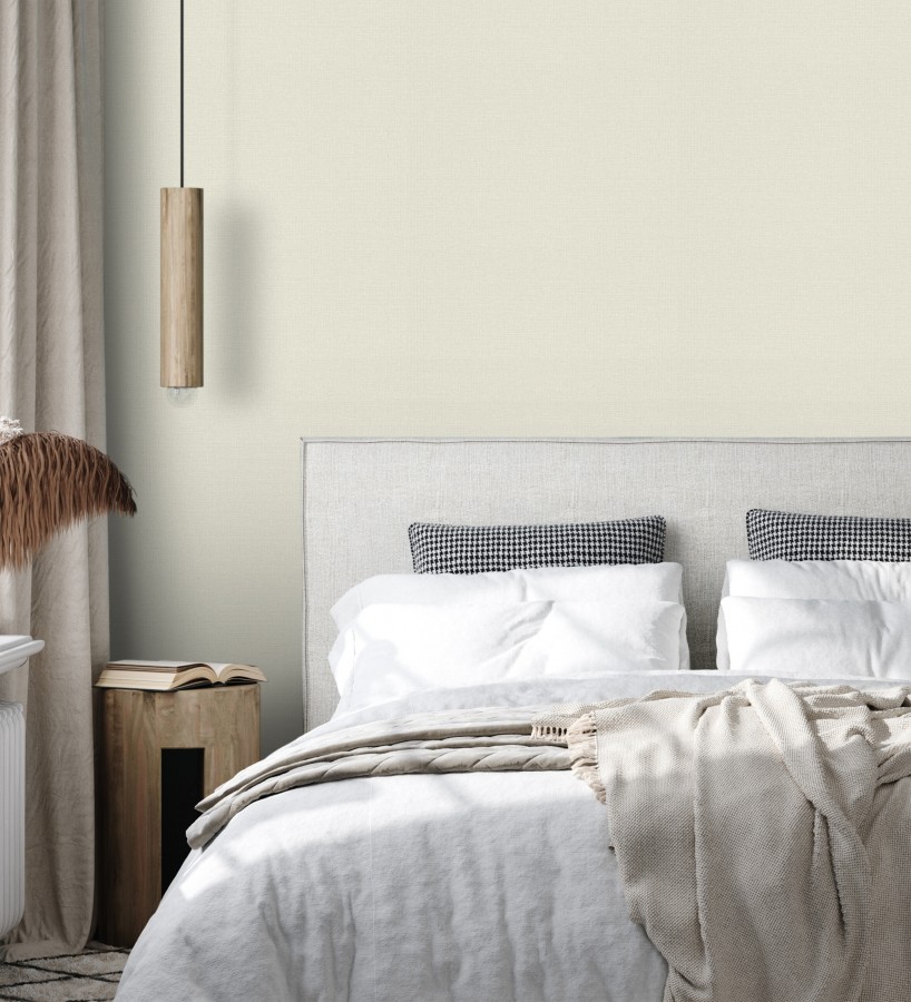 Papel pintado lino beige efecto tejido natural en relieve  Flanders Linen 685175