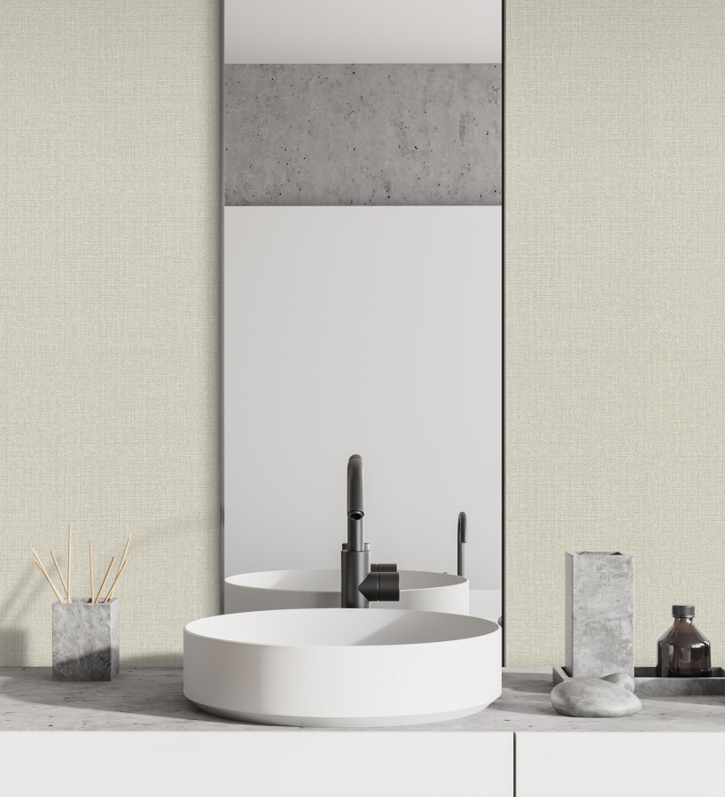 Papel pintado lino tono neutro efecto tejido natural en relieve  Flanders Linen 685176