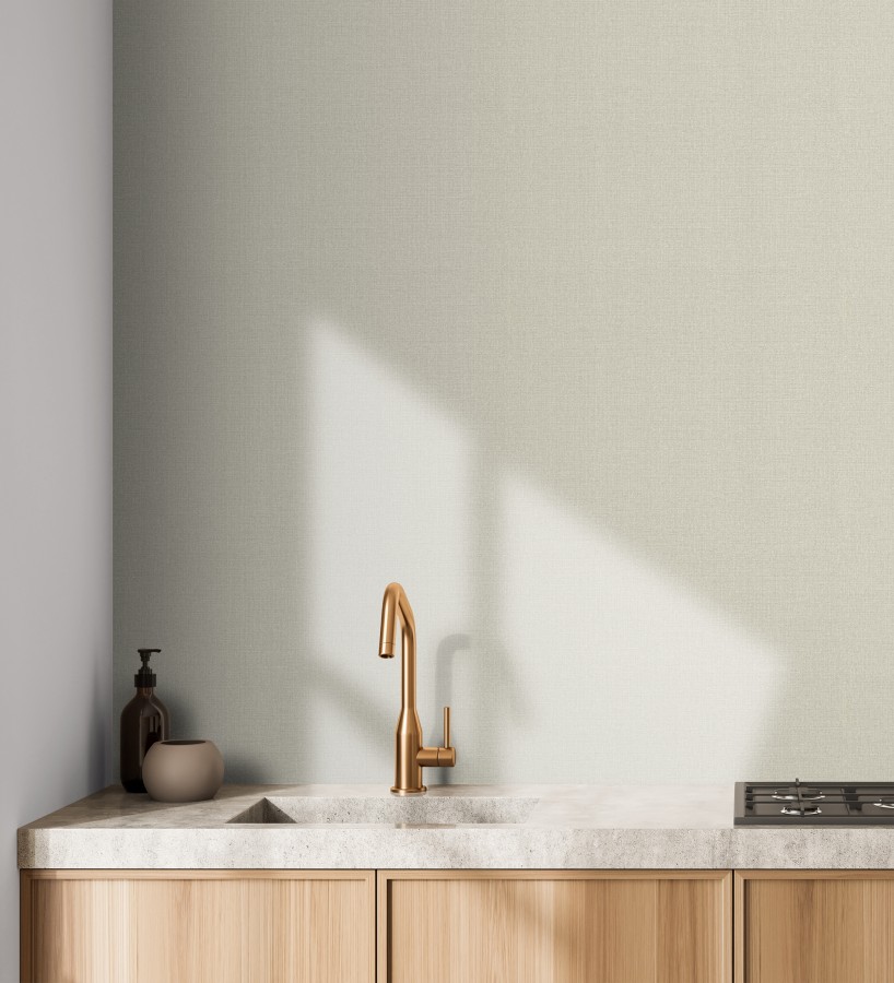 Papel pintado lino tono neutro efecto tejido natural en relieve  Flanders Linen 685176
