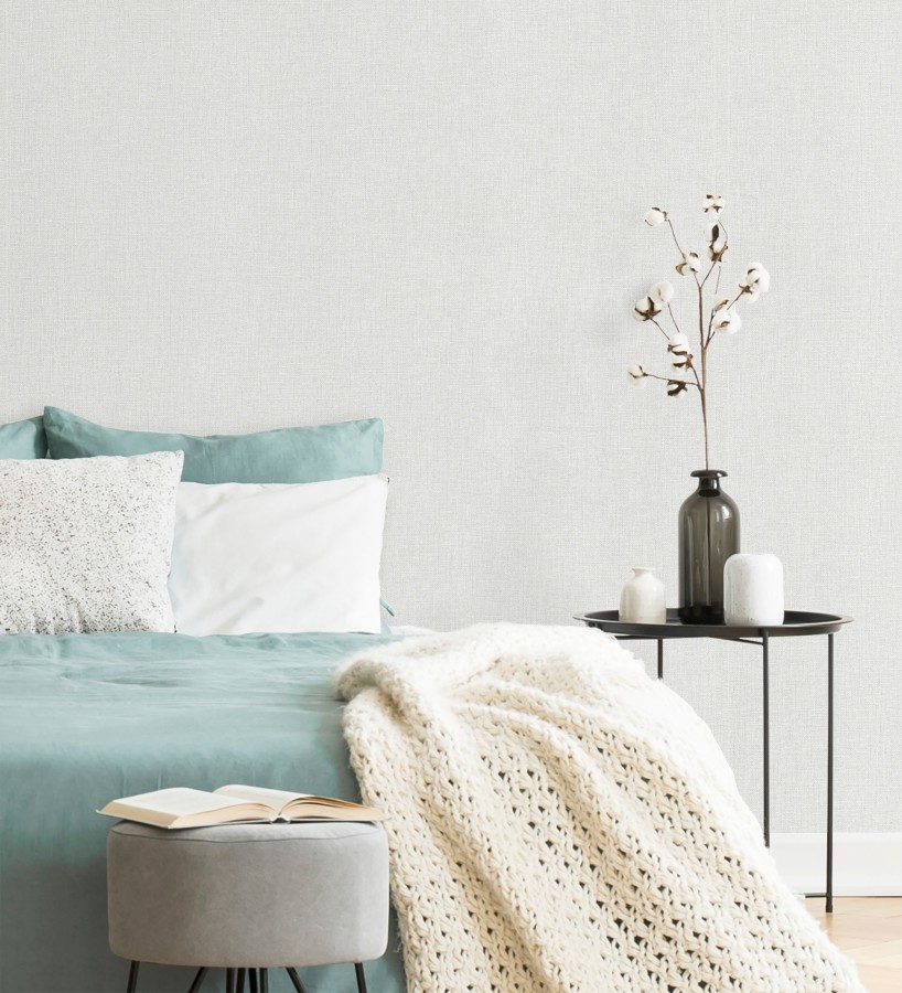 Papel pintado arpillera blanca textil  Zanzibar Raffia 685177