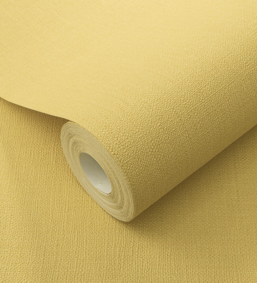 Papel pintado arpillera tono mostaza textil  Zanzibar Raffia 685179