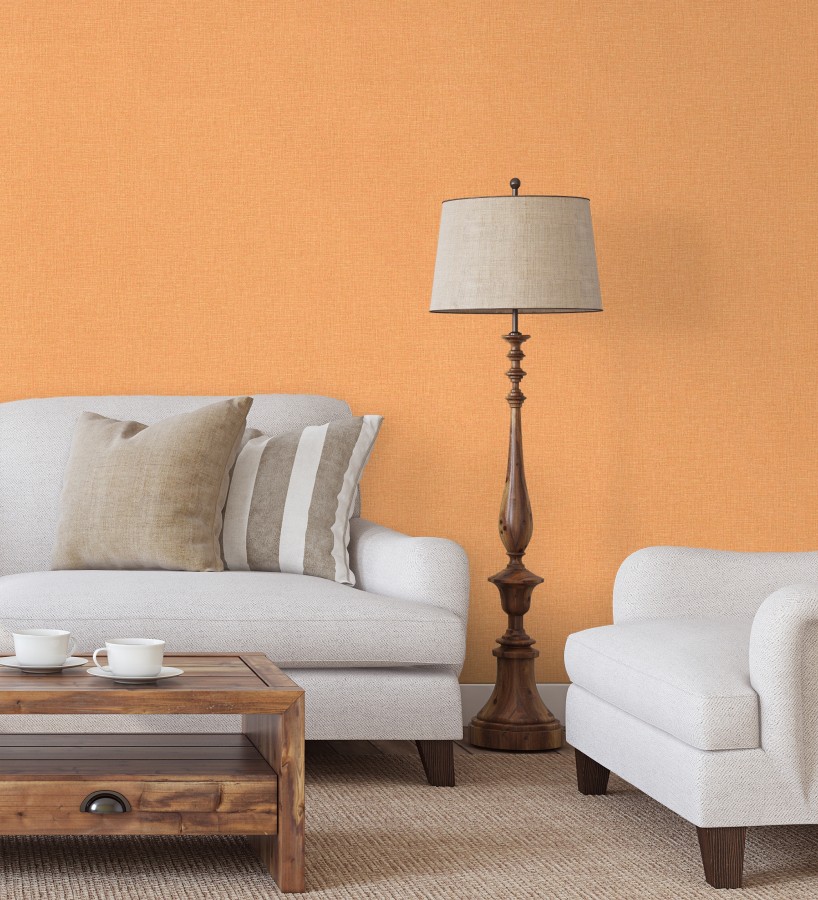 Papel pintado arpillera naranja textil  Zanzibar Raffia 685180