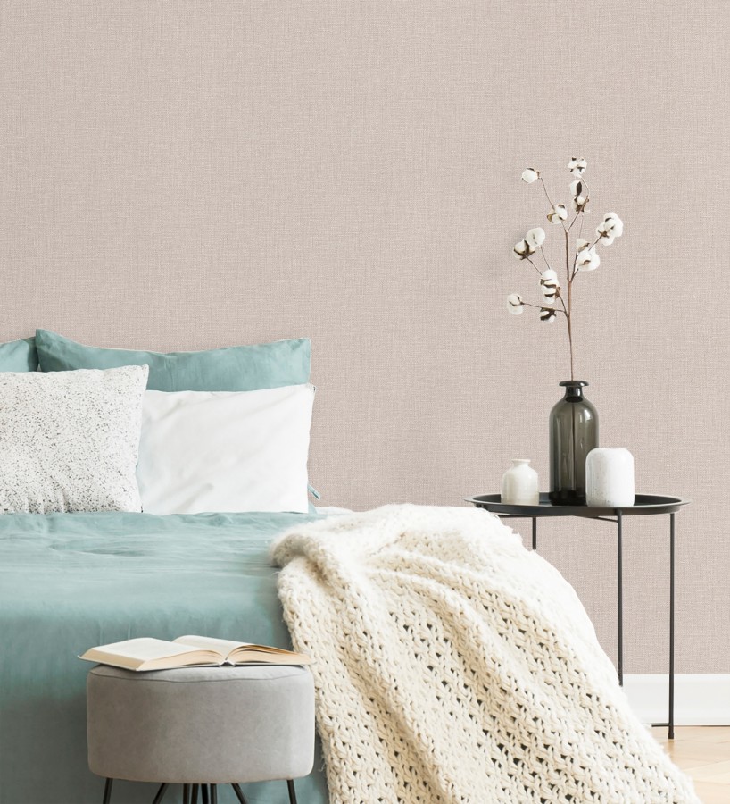 Papel pintado arpillera tono almendra textil  Zanzibar Raffia 685181