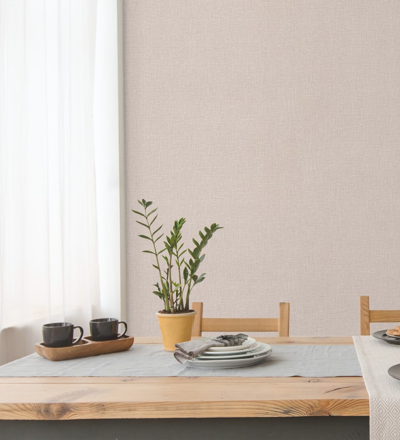 Papel pintado arpillera tono almendra textil  Zanzibar Raffia 685181