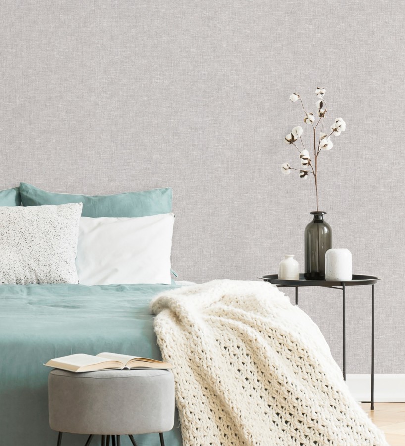 Papel pintado arpillera gris ceniza textil  Zanzibar Raffia 685183
