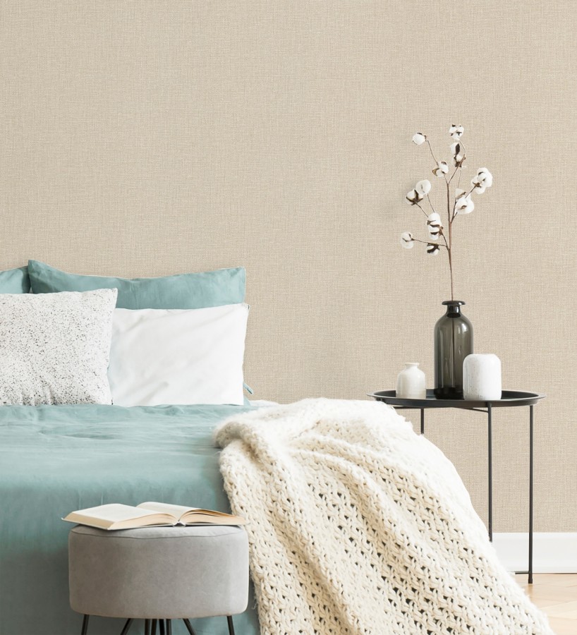 Papel pintado arpillera tono crema textil  Zanzibar Raffia 685184
