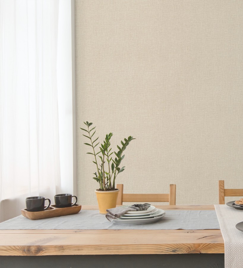 Papel pintado arpillera tono crema textil  Zanzibar Raffia 685184