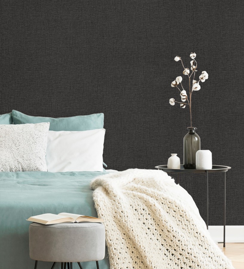 Papel pintado arpillera negra textil  Zanzibar Raffia 685185