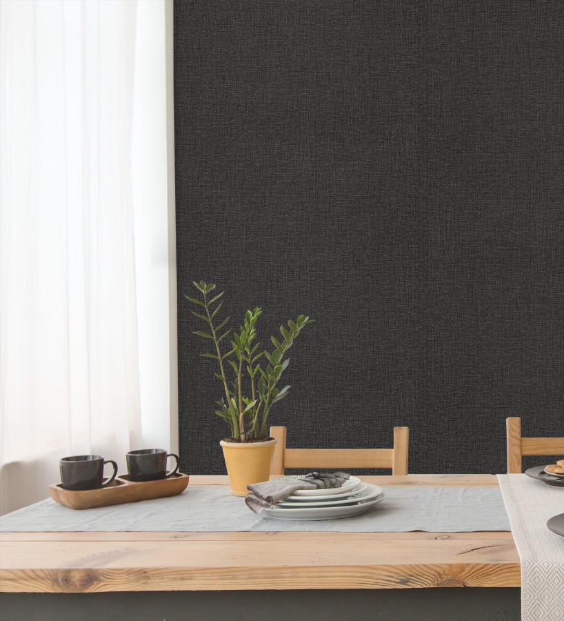 Papel pintado arpillera negra textil  Zanzibar Raffia 685185