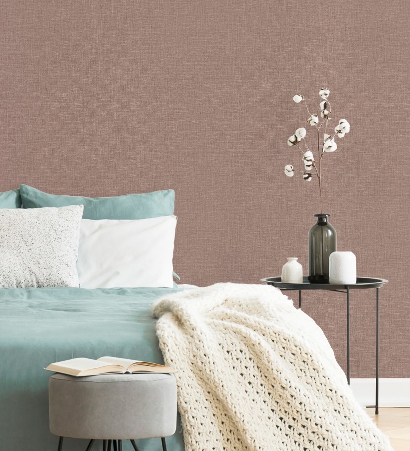 Papel pintado arpillera tono teja textil  Zanzibar Raffia 685186