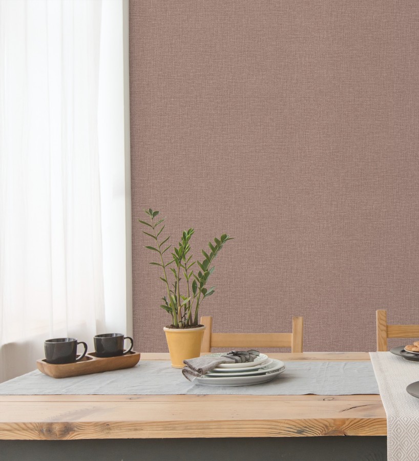 Papel pintado arpillera tono teja textil  Zanzibar Raffia 685186