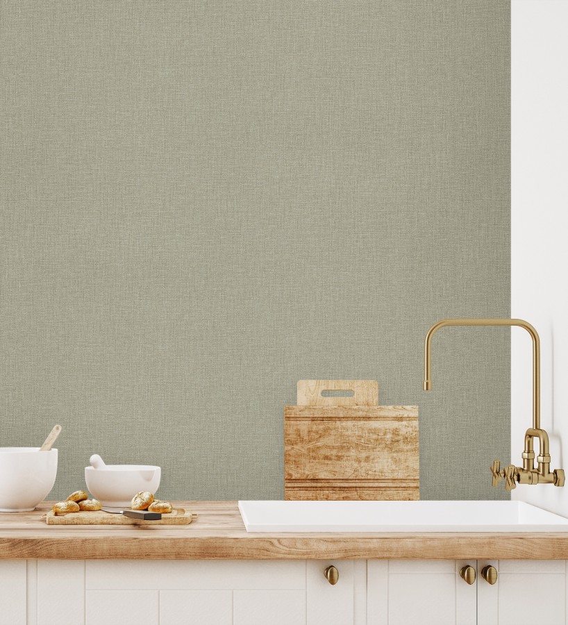 Papel pintado arpillera gris liquen textil  Zanzibar Raffia 685188