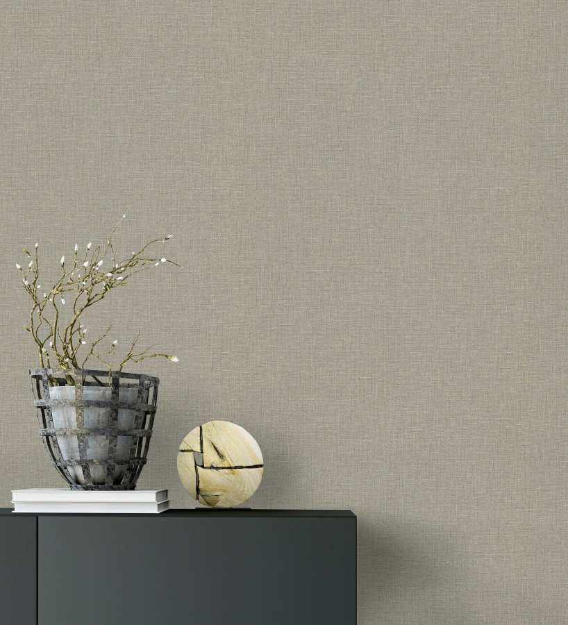 Papel pintado arpillera gris liquen textil  Zanzibar Raffia 685188