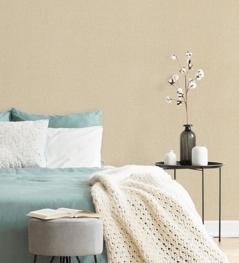 Papel pintado arpillera tono arena textil  Zanzibar Raffia 685189