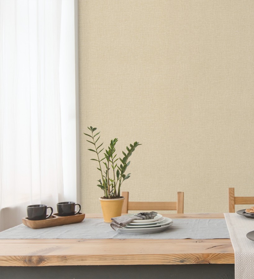 Papel pintado arpillera tono arena textil  Zanzibar Raffia 685189