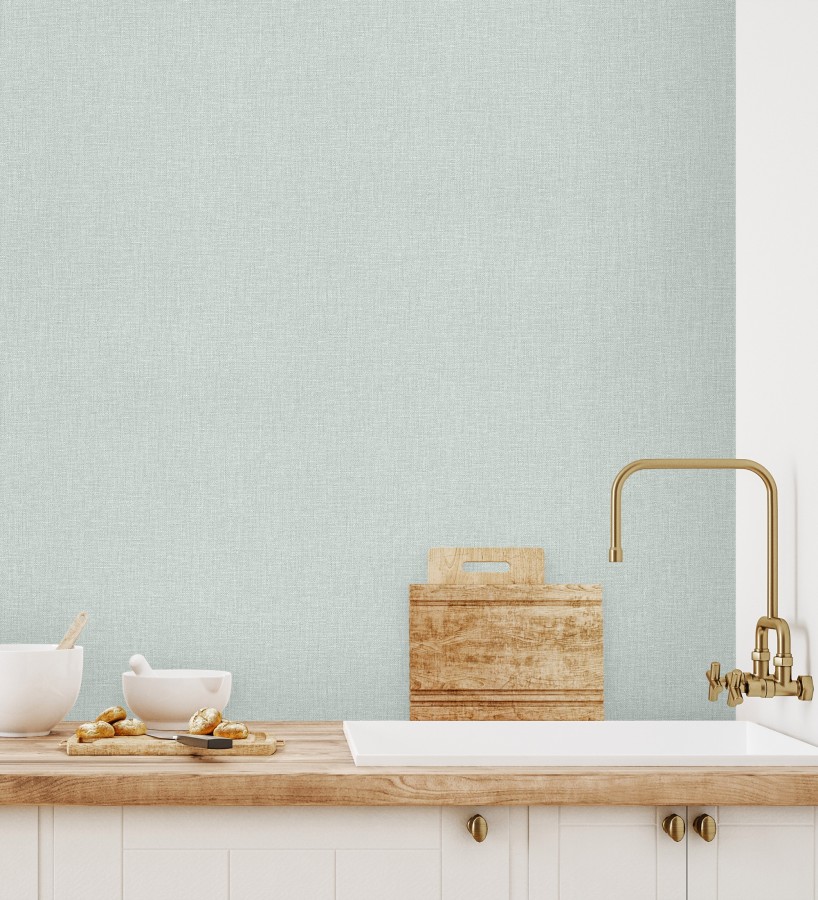 Papel pintado arpillera aguamarina textil  Zanzibar Raffia 685195