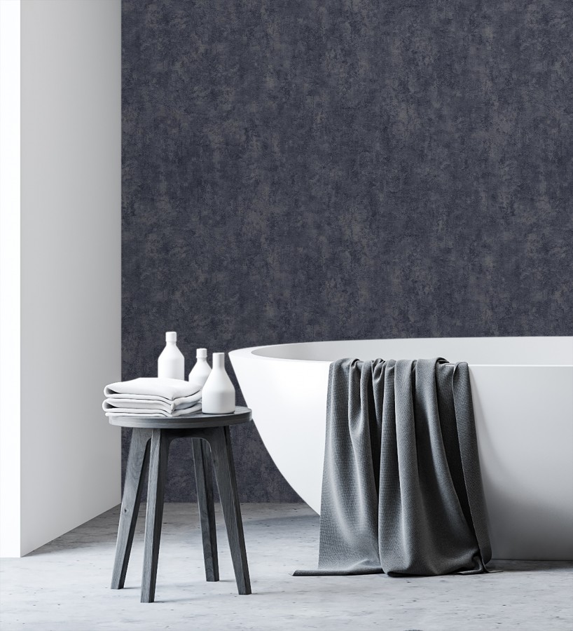 Papel pintado estuco antracita relieve mineral  Rodes Weathered 685197