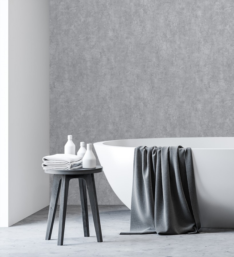 Papel pintado estuco gris plomo relieve mineral  Rodes Weathered 685198