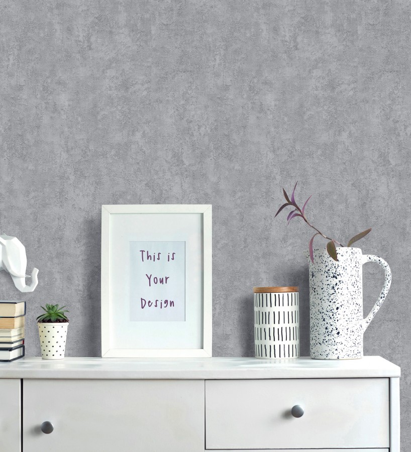Papel pintado estuco gris plomo relieve mineral  Rodes Weathered 685198