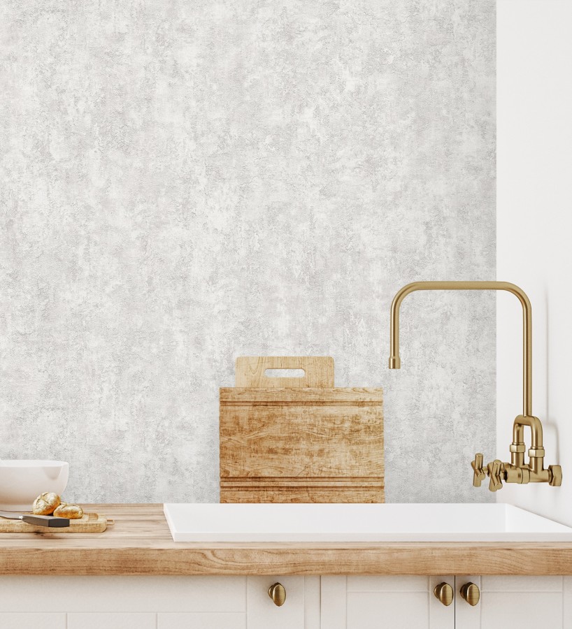 Papel pintado estuco gris claro relieve mineral  Rodes Weathered 685201