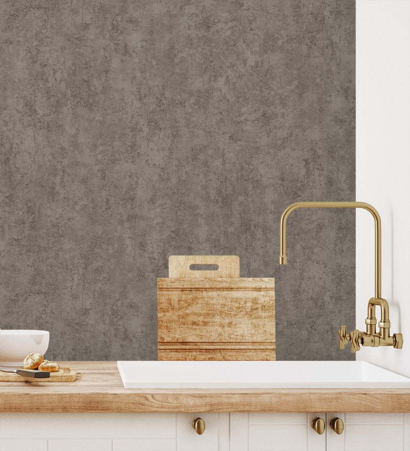 Papel pintado estuco marrón topo relieve mineral  Rodes Weathered 685203