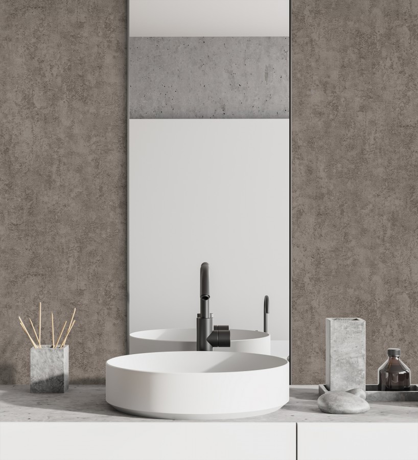 Papel pintado estuco marrón topo relieve mineral  Rodes Weathered 685203