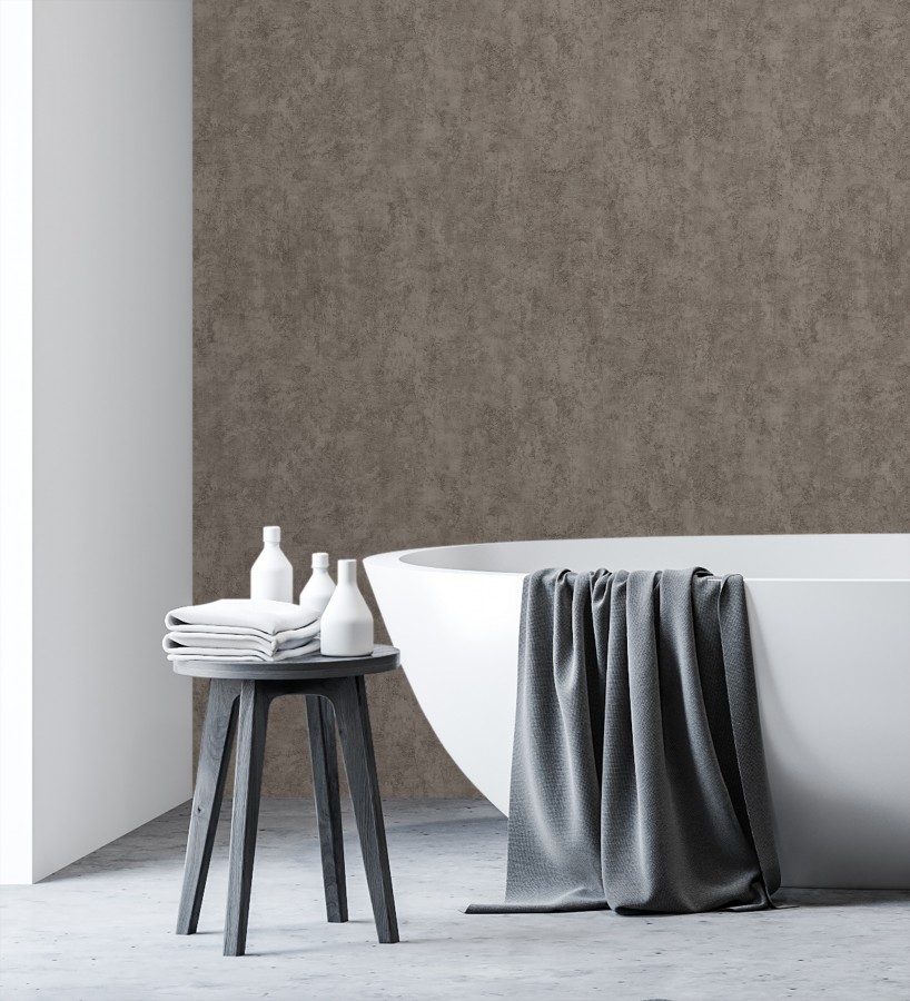 Papel pintado estuco marrón topo relieve mineral  Rodes Weathered 685203