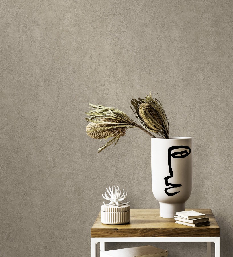Papel pintado estuco gris arcilla relieve mineral  Rodes Weathered 685204