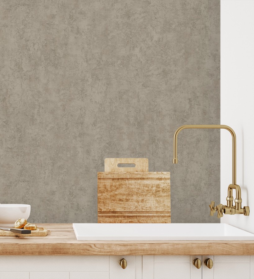 Papel pintado estuco gris arcilla relieve mineral  Rodes Weathered 685204