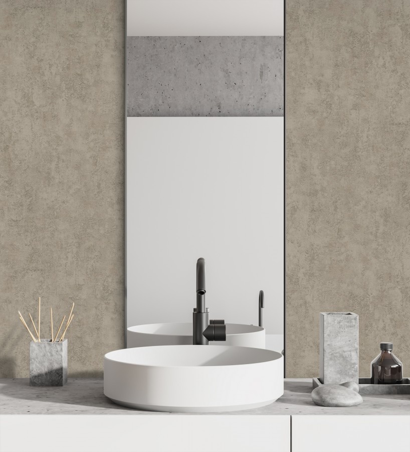 Papel pintado estuco gris arcilla relieve mineral  Rodes Weathered 685204