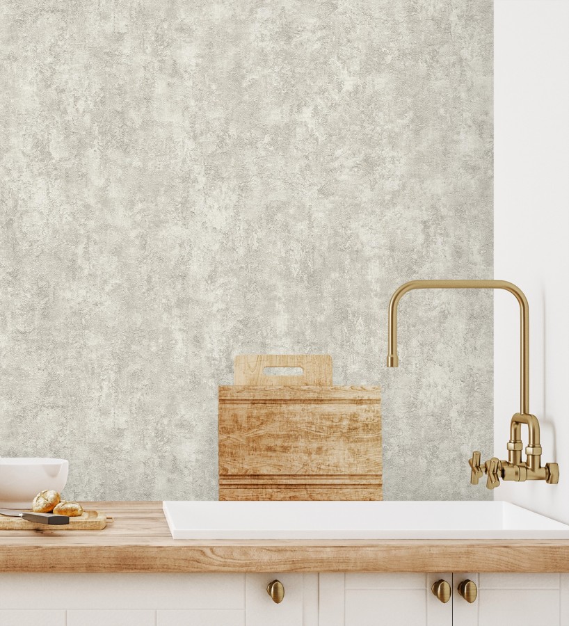 Papel pintado estuco greige relieve mineral  Rodes Weathered 685205
