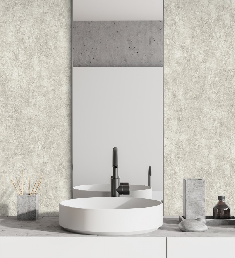 Papel pintado estuco greige relieve mineral  Rodes Weathered 685205