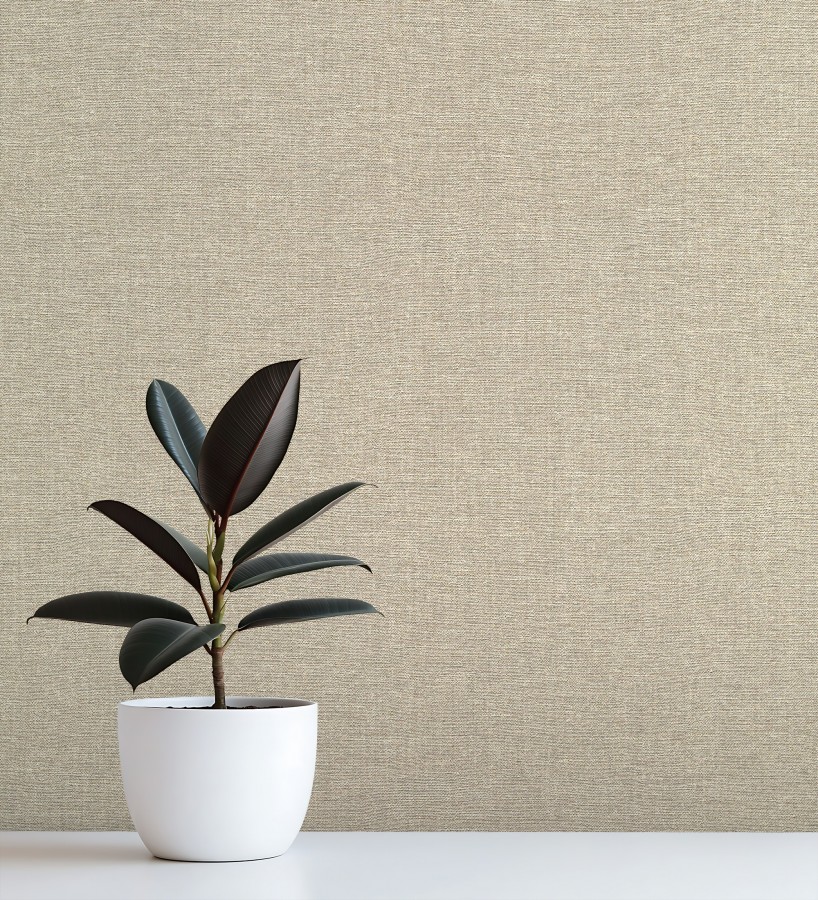 Papel pintado hilos de lino beige tostado  Andine Weave 685207